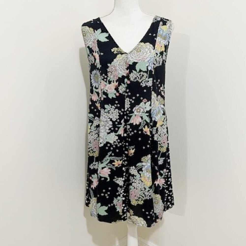 Maaji Black Floral Short Dress w/ Tie Back Women's Size M